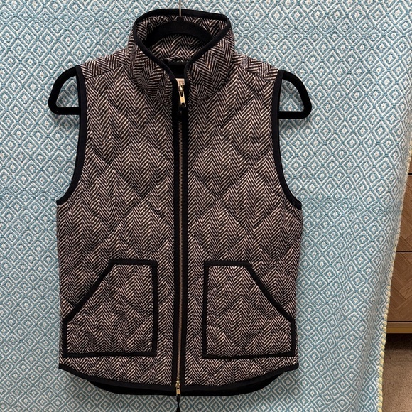 J. Crew Jackets & Blazers - J. Crew Black and Cream Herringbone Patterned Vest